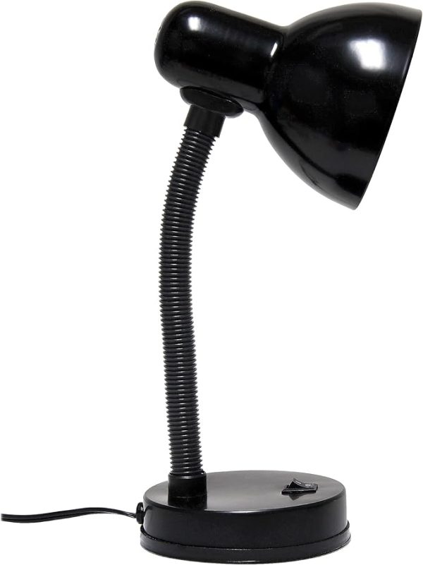 Simple Designs LD1003-BLK Basic Metal Desk Lamp with Flexible Hose Neck for Office, Living Room, Bedroom, College Dorm, Bookshelf, Black - Image 4