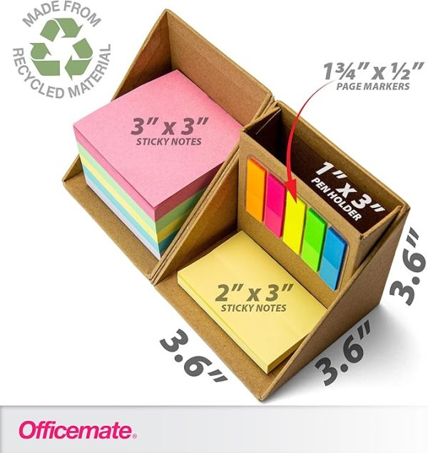 Officemate YouCube Storage Organizer with Sticky Notes, Brown (21559) - Image 3