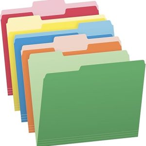 Pendaflex File Folders, Two-Tone Assorted Colors, Letter Size, 1/3 Cut Tabs, Office Organization, Box of 100 Folders (1006535)