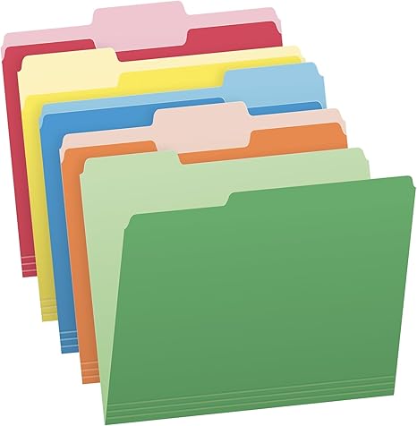 Pendaflex File Folders, Two-Tone Assorted Colors, Letter Size, 1/3 Cut Tabs, Office Organization, Box of 100 Folders (1006535)