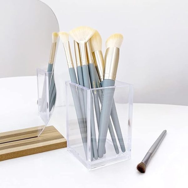 3 Pack Clear Acrylic Cosmetic Pencil Pen Holder Cup, Clear Makeup Brush Holder, Desk Acrylic Brushes Storage - Image 2