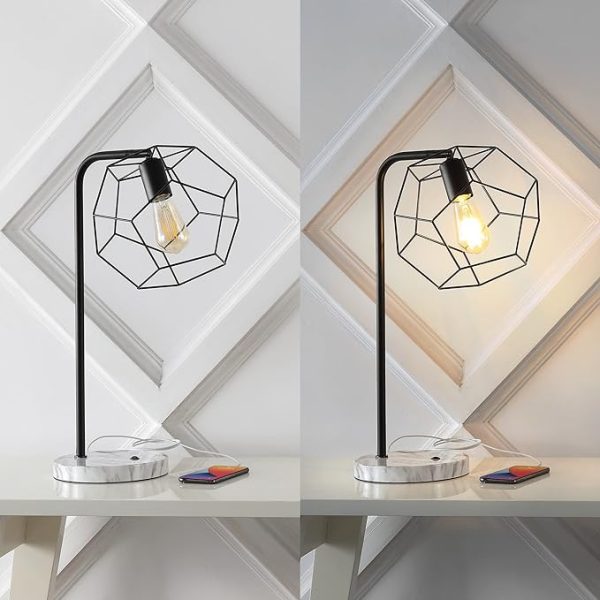 JONATHAN Y JYL1132A Penta 23.5" Industrial Farmhouse Head-Adjustable Iron LED Task Lamp with USB Charging Port Contemporary, Modern Bedside Desk Nightstand Lamp, Black - Image 2