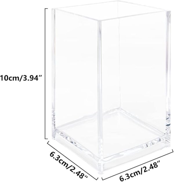 3 Pack Clear Acrylic Cosmetic Pencil Pen Holder Cup, Clear Makeup Brush Holder, Desk Acrylic Brushes Storage - Image 5