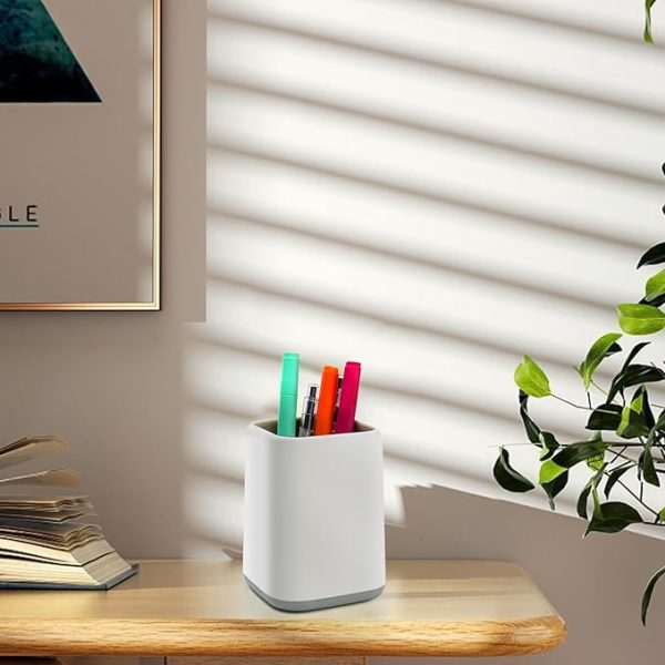 ZUFECY Pen Holder Stand for Desk, Scandinavian Design Desk Organizer Makeup Brush Holder for School, Home, Office (Gray) - Image 3