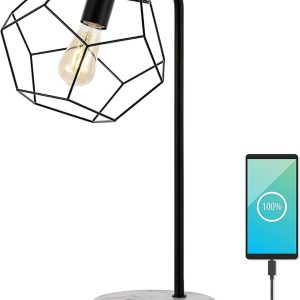 JONATHAN Y JYL1132A Penta 23.5" Industrial Farmhouse Head-Adjustable Iron LED Task Lamp with USB Charging Port Contemporary, Modern Bedside Desk Nightstand Lamp, Black