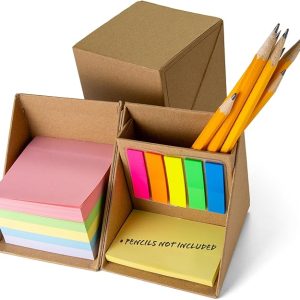 Officemate YouCube Storage Organizer with Sticky Notes, Brown (21559)