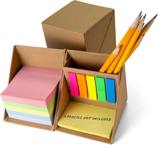 Officemate YouCube Storage Organizer with Sticky Notes, Brown (21559)