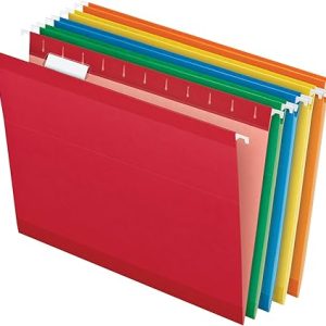 Pendaflex Reinforced Hanging Folders, Letter Size, Assorted Colors 1/5 Cut, Tabs and Inserts, 25 Per Box (41522AMZ)