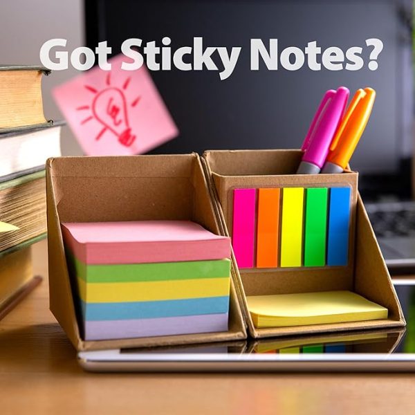 Officemate YouCube Storage Organizer with Sticky Notes, Brown (21559) - Image 2